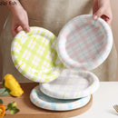 Axyaa Circular Pasta Plate Hand Drawn Ceramic Dessert Salad Breakfast Plates