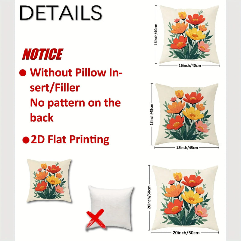 Axyaa Tropical Floral Throw Pillow Covers - Modern Abstract Rustic Design