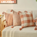 Orange Linen Tassels Cushion Cover by Axyaa: Decorative Pillow for Living Room, Bed, Sofa