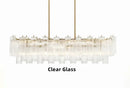 Axyaa Gold Silver Glass Tube Chandelier - Elegant Pendant Light for Dining Room