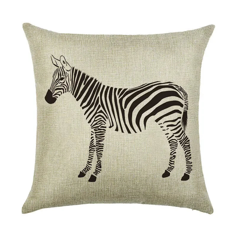 Axyaa Animal Linen Pillowcase for Bedroom Sofa Chair - Decorative Cushion Cover
