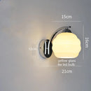 Axyaa Milky Glass Ball LED Wall Sconce, Nordic Modern Iron Bedroom Living Room Light