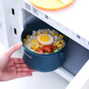 Axyaa Round Bento Box: Double Layer Lunch Container for Adults & Kids, Leak-Proof Tableware