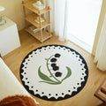 Axyaa French Rose Round Carpet - Autumn Winter Girl Bedroom Area Rug
