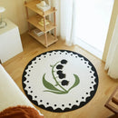 Axyaa French Rose Round Carpet - Autumn Winter Girl Bedroom Area Rug