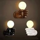 Axyaa Vintage Wood Hand Model Wall Lamps for Restaurant Study Dining Room