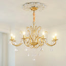 Axyaa Gold Chandelier: Elegant Wrought Iron Crystal Pendant for Living Room, Bedroom, Dining Room