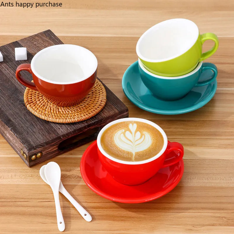 Axya Solid Color Ceramic Coffee Cup and Saucer Set