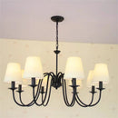 Axyaa Black Wrought Iron Chandelier with White Shade for Elegant Home Decor