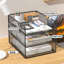 Axyaa Metal Mesh 3-Tier Desk File Organizer - Space-Saving Paper Storage Rack