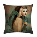 Axyaa Fairy Girl Linen Pillowcase for Home Decor 45X45CM