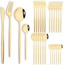 Axyaa 24-Piece Stainless Steel Cutlery Set with Forks, Knives, and Spoons