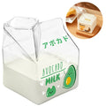 Axyaa 380ml Kawaii Milk Carton Glass Cup Strawberry Peach Theme