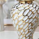 Axyaa Ceramic Light Luxury Electroplated Vase: European Style Decorative Storage Craft