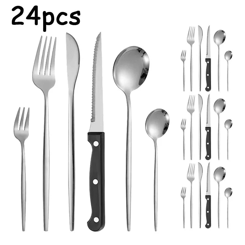 Axyaa Stainless Steel Portuguese Tableware Set - 48 Pieces