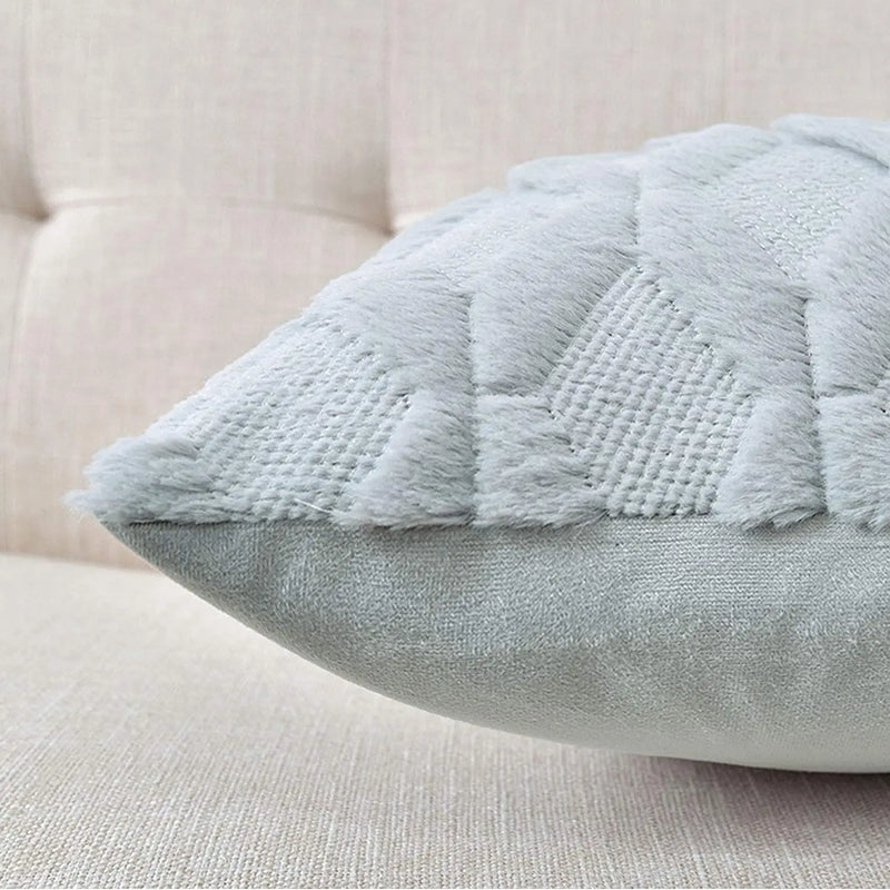 Axyaa Soft Gray Plush Pillow Cover 45x45cm Cozy Cushion Throw Home Decor