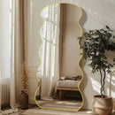 Axyaa 71"x32" Wavy Full Length Mirror with Stand, Bedroom Living Room Cloakroom