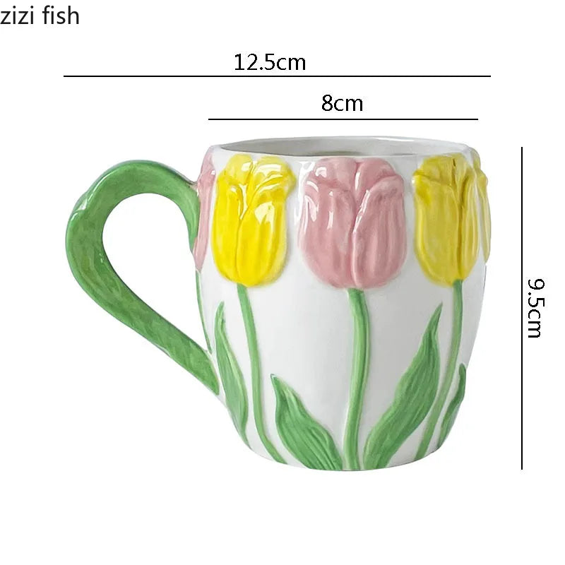 Axya Hand-Painted Ceramic Coffee Mug Tea Cup High Beauty Milk Cup Home Breakfast Cup
