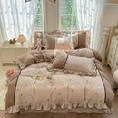 Axyaa Spring Lace Bedding Set: Quilt Cover, Bed Sheet - Fresh Pastoral Style