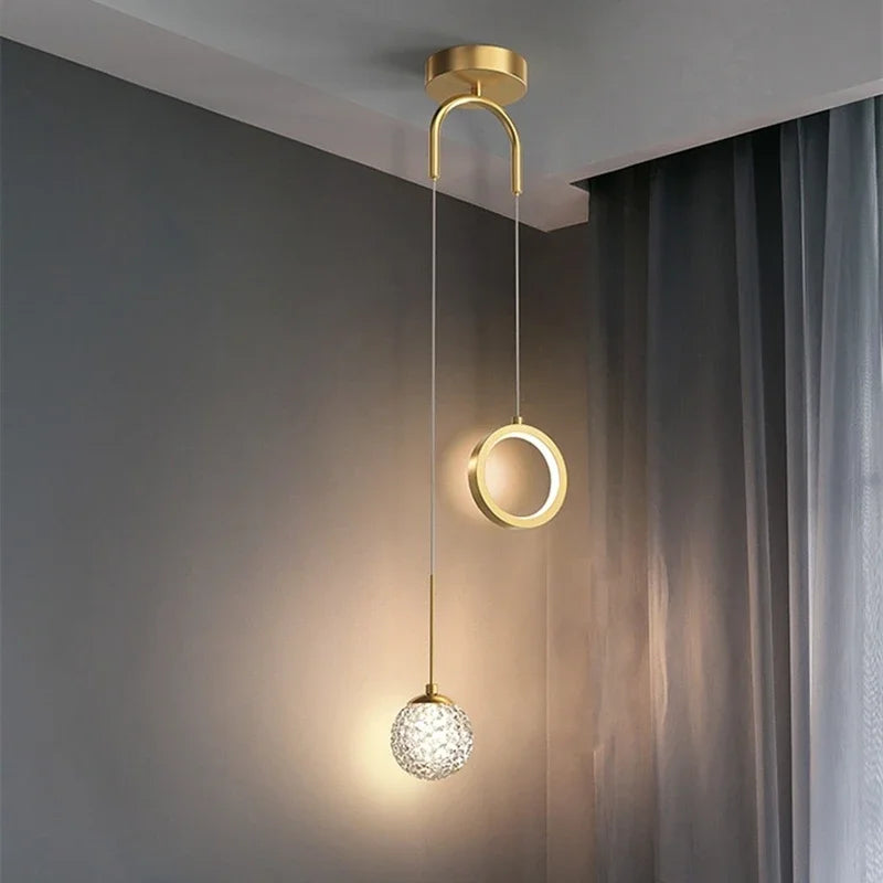 Axyaa Gold Ring LED Pendant Light for Ceiling Suspension Luxury Decor