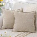 Luxury Blue Chenille Cushion Covers with Stitched Edge for Sofa Decor - Axyaa