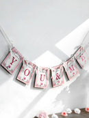 Rustic Wooden LOVE Banner, Pink Floral Bridal Garland, Axyaa Engagement/Wedding Decor