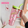 Axyaa 1300ml Tumbler Cup with Handle, Lid, Straw - Big Plastic Travel Drink Bottle