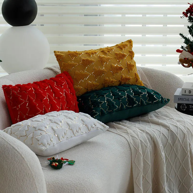 Axyaa Christmas Tree Plush Sequin Throw Pillow Cover