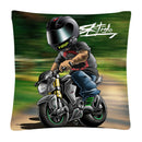 Axyaa Stunt Motorcycle Cartoon Soft Plush Cushion Cover Pillow Case