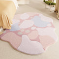 Axyaa Plush Pink Pattern Rug for Bedroom, Fluffy Soft Living Room Carpet