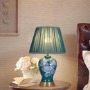 Axyaa Ceramic Table Lamp Blue White Porcelain Retro Lighting