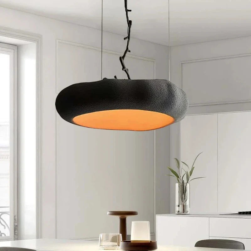 Axyaa Black Pumpkin Japanese Style Ceiling Chandelier - Modern Round Pendant Lamp