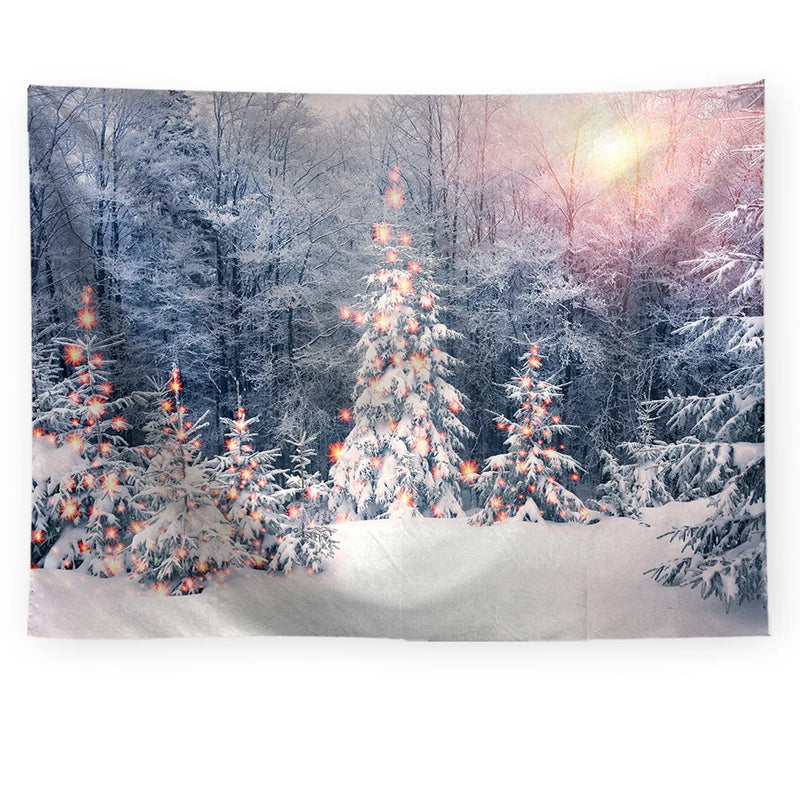 Axyaa Snowy Forest Tapestry Tree Wall Hanging for Home Decor
