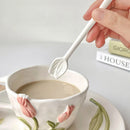 Axyaa Ceramic Flower Spoon: Cute Hand-Painted Long Handle Dessert Spoon