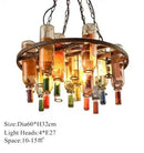 Axyaa Rust Metal Wine Bottle Chandelier for Home Decor & Restaurant Lighting