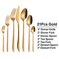 Axyaa 21 Piece Gold Cutlery Set - Stainless Steel 304 Elegant Tableware