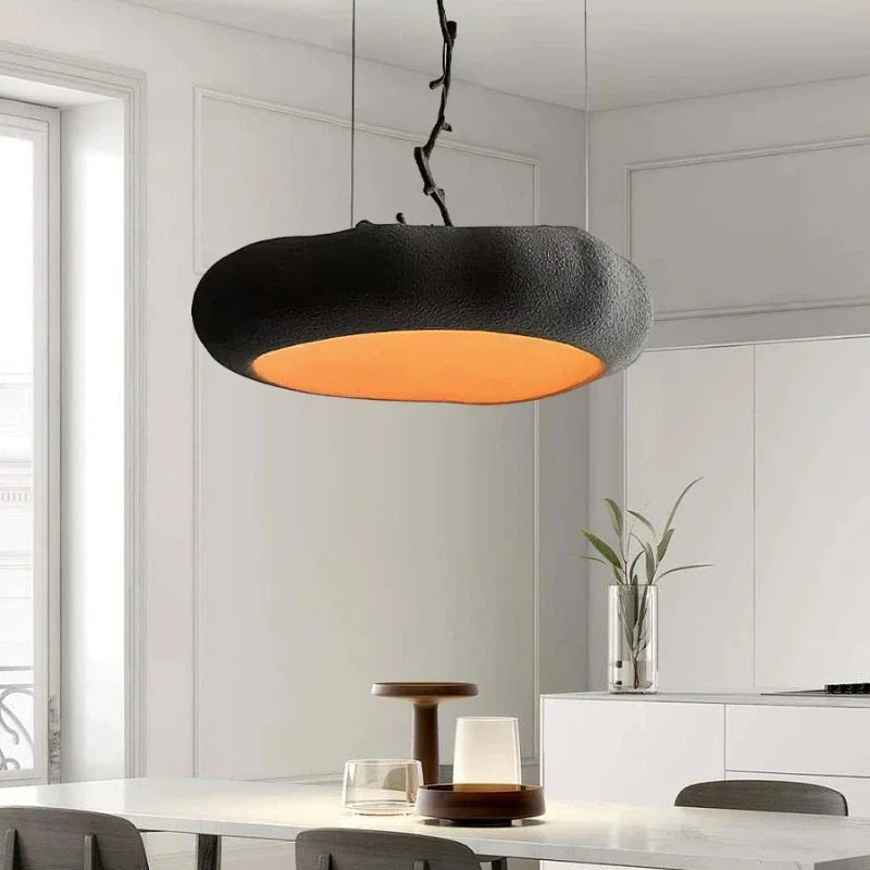 Axyaa Black Pumpkin Japanese Style Ceiling Chandelier - Modern Round Pendant Lamp