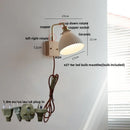 Axyaa Globe Ceramic LED Wall Lights Wood Sconce with Pull Chain Switch