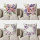 Axyaa Pink & Purple Floral Throw Pillow Cover for Sofa, Bedroom, Car