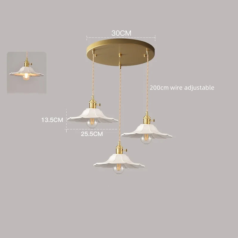 Axyaa White Ceramic LED Pendant Lamp Modern Hanging Light Fixtures