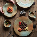 Axyaa Creative Ceramic Dinner Dessert Snack Sushi Steak Plates Vintage Specialty Tableware