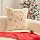 Axyaa Christmas Embroidered Beige Pillowcase 45x45cm Plush Winter Sofa Decor