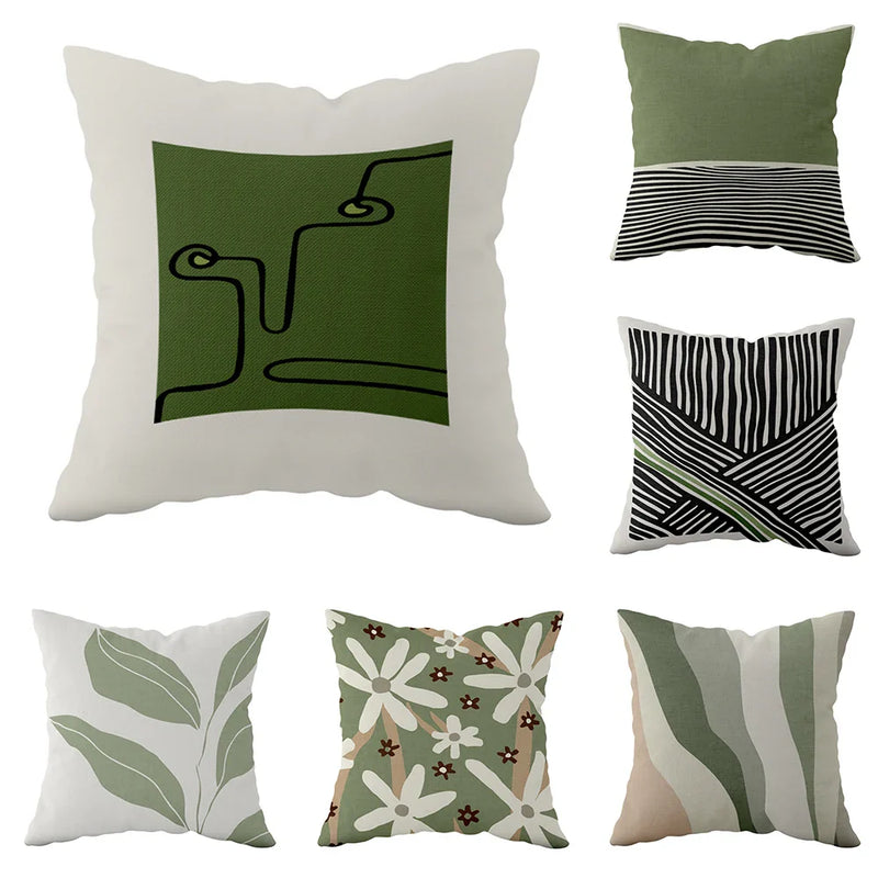 Axyaa Striped Daisy Abstract Art Pillowcase - Home Decor Square Cushion Cover