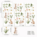 Axyaa Cute Bunnies & Flowers Nursery Wall Decal - Peel, Stick, Reusable Kids Stickers