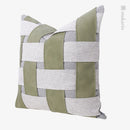 Axyaa Nordic Green Contrast Color Woven Leather Pillow for Living Room Sofa