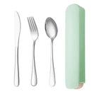 Axyaa Stainless Steel Cutlery Set with Storage Box: Fork, Spoon, Knife, Chopstick - 4pcs