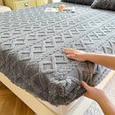 Axyaa Winter Flannel Fleece Bed Sheet - Double Bed Coral Fleece Fitted Sheet