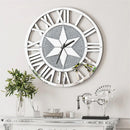 Axyaa 60CM Round Mirrored Wall Clock with Beveled Roman Numerals - Elegant Skeleton Design