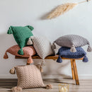 Axyaa Soft Knit Cushion Cover 45x45cm Solid Pillow Case with Tassels