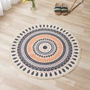 Axyaa Nordic Style Cotton Linen Round Carpets Boho Retro Handmade Floor Mats